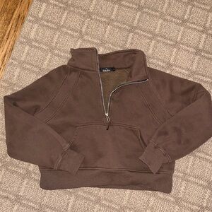 Cozy Brown Half-Zip Women's Sweatshirt